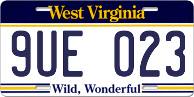WV license plate 9UE023
