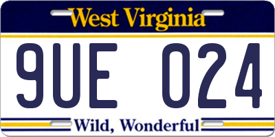WV license plate 9UE024