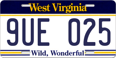 WV license plate 9UE025