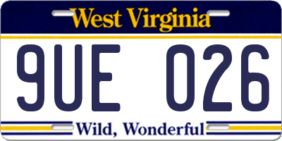 WV license plate 9UE026