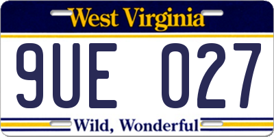 WV license plate 9UE027