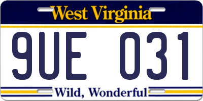 WV license plate 9UE031