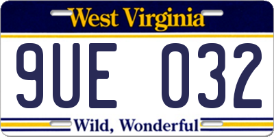 WV license plate 9UE032
