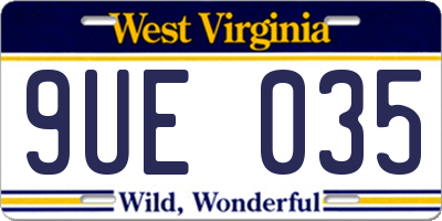 WV license plate 9UE035