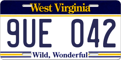 WV license plate 9UE042