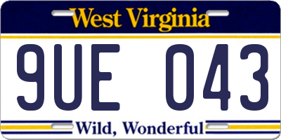 WV license plate 9UE043