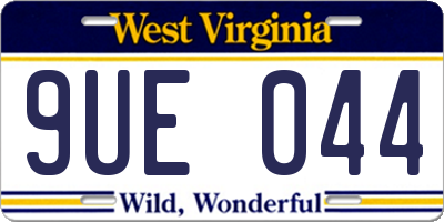 WV license plate 9UE044