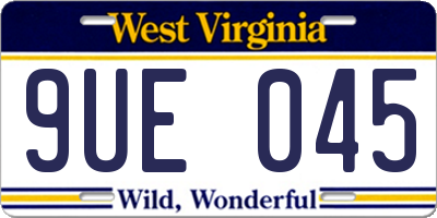 WV license plate 9UE045