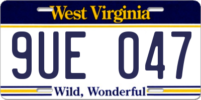 WV license plate 9UE047