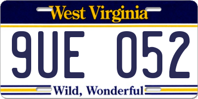WV license plate 9UE052