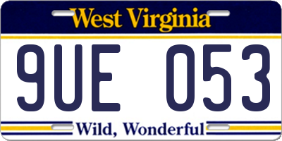 WV license plate 9UE053