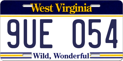 WV license plate 9UE054