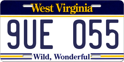WV license plate 9UE055