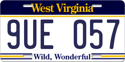 WV license plate 9UE057