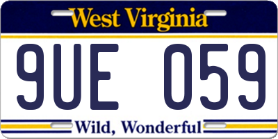 WV license plate 9UE059