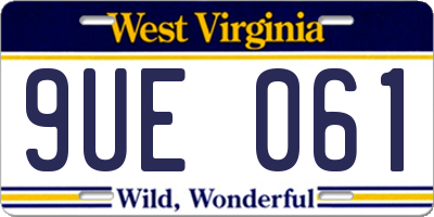 WV license plate 9UE061