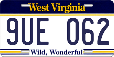 WV license plate 9UE062