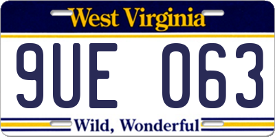 WV license plate 9UE063
