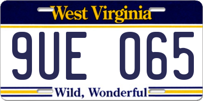 WV license plate 9UE065