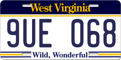 WV license plate 9UE068