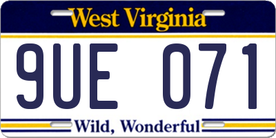 WV license plate 9UE071