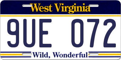 WV license plate 9UE072