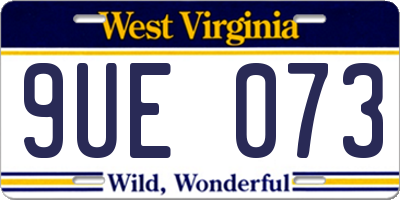 WV license plate 9UE073