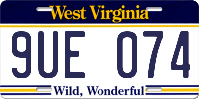 WV license plate 9UE074