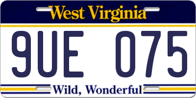 WV license plate 9UE075