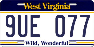 WV license plate 9UE077