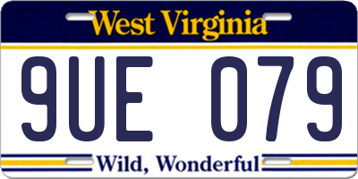 WV license plate 9UE079