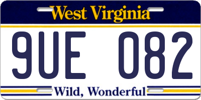 WV license plate 9UE082