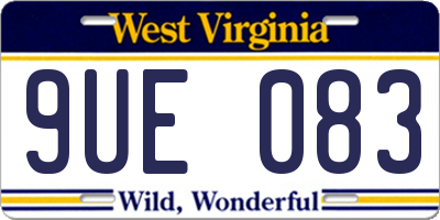 WV license plate 9UE083