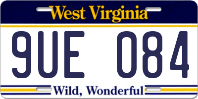 WV license plate 9UE084