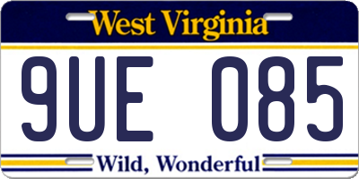 WV license plate 9UE085