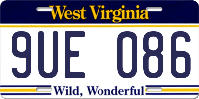 WV license plate 9UE086