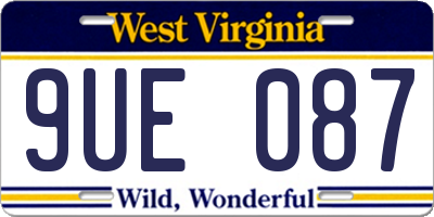 WV license plate 9UE087