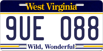 WV license plate 9UE088
