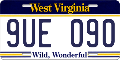 WV license plate 9UE090