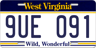 WV license plate 9UE091