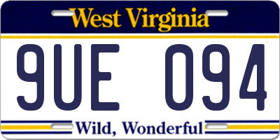 WV license plate 9UE094