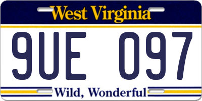 WV license plate 9UE097
