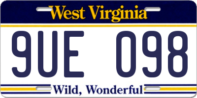 WV license plate 9UE098