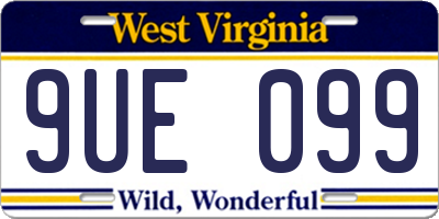 WV license plate 9UE099