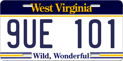 WV license plate 9UE101