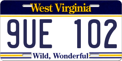 WV license plate 9UE102