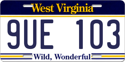WV license plate 9UE103