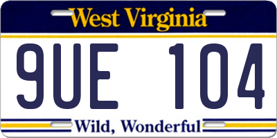 WV license plate 9UE104