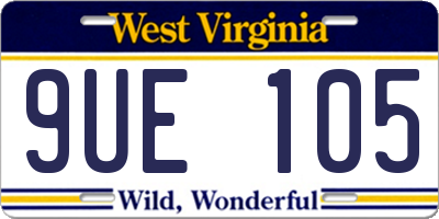 WV license plate 9UE105