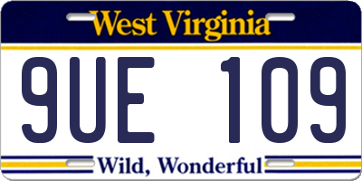 WV license plate 9UE109